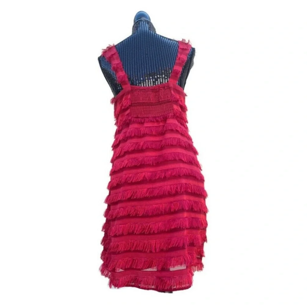 Show Me Your Mumu Aria Eyelash Fringe Red Mini Sheath Dress Large NWT - Picture 2 of 5